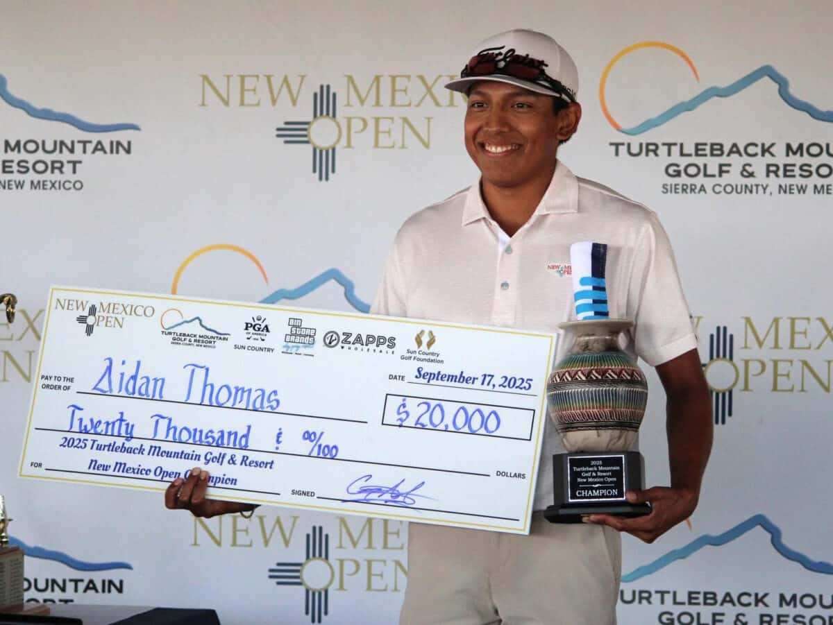 Aidan Thomas, winner of the 2025 New Mexico Open at Turtleback Mountain Golf and Resort