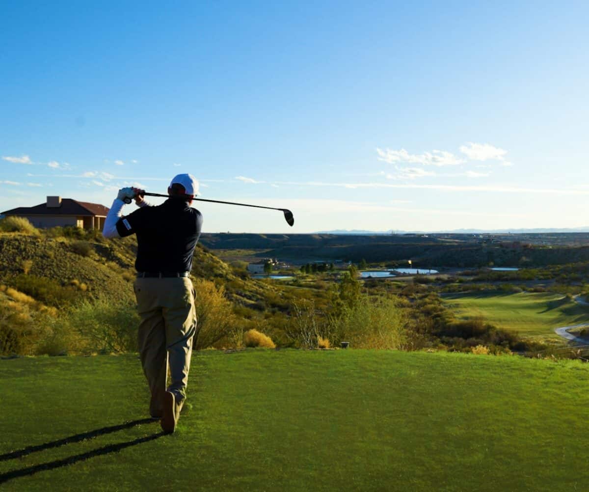 teeing off at Turtleback Mountain Golf & Resort